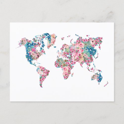 Floral World map Postcard