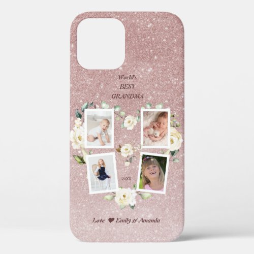 Floral Worlds Best Grandma Photo Mothers Day iPhone 12 Case