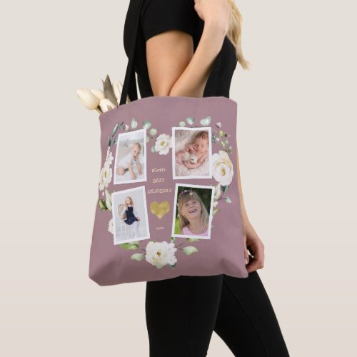 Floral Worlds Best Grandma Photo Mothers Day Tote Bag