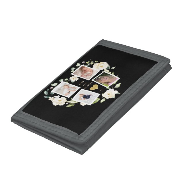 Floral World's Best Grandma Photo Mother's Day Trifold Wallet (Bottom)