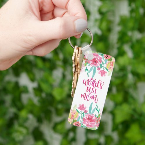 Floral Worlds Best Mom Gift Keychain