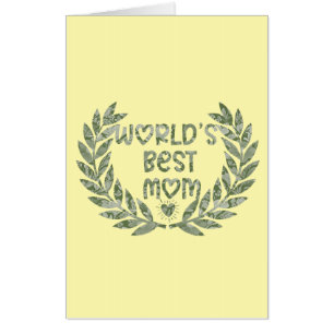 Floral World's Best Mom Text Design Card