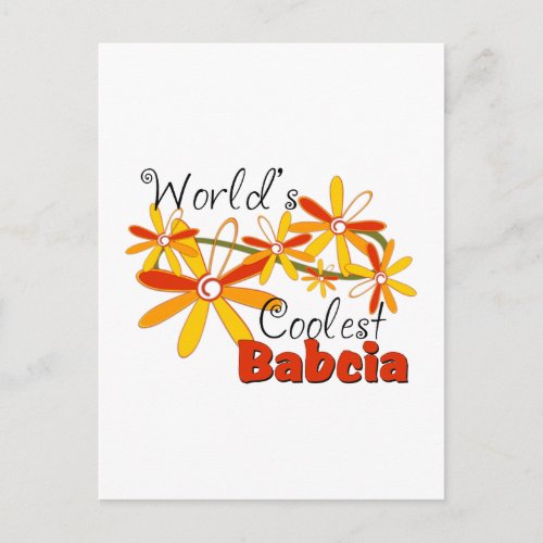 Floral Worlds Coolest Babcia Postcard