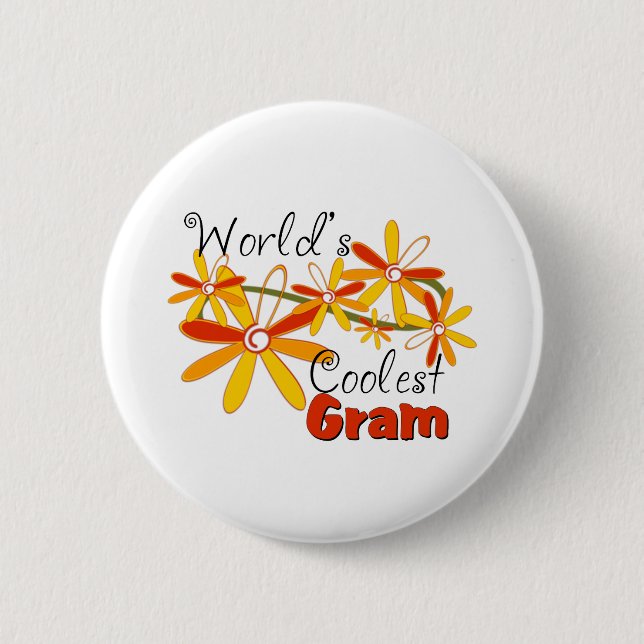 Floral World's Coolest Gram Pinback Button (Front)