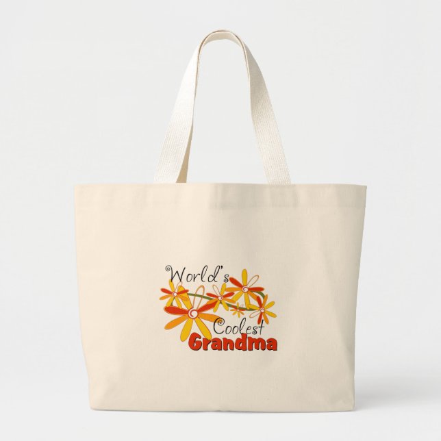 Floral World's Coolest Grandma Large Tote Bag (Front)