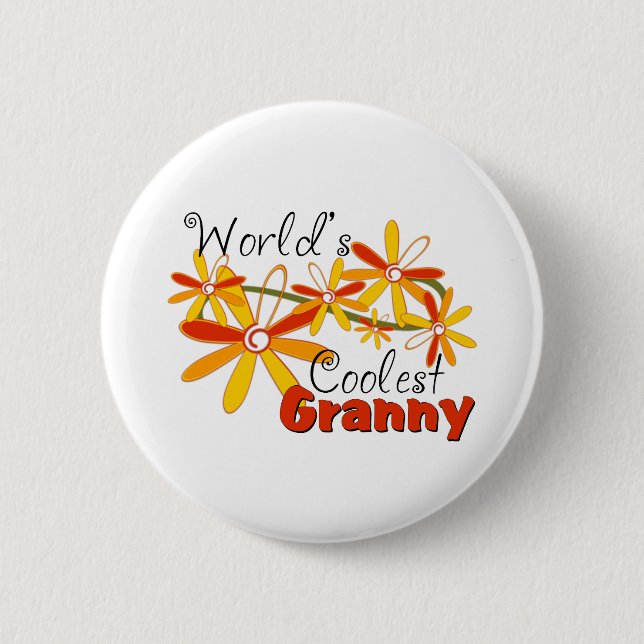 Floral World's Coolest Granny Button (Front)