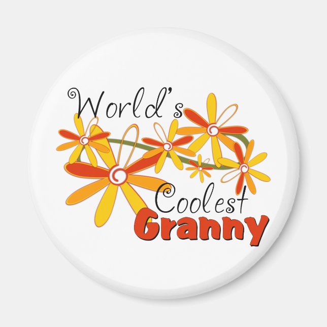Floral World's Coolest Granny Magnet (Front)
