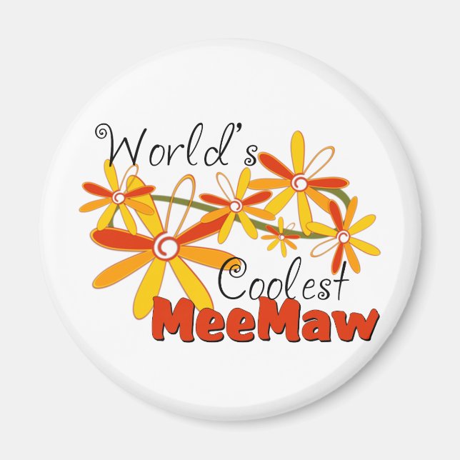 Floral World's Coolest Meemaw Magnet (Front)