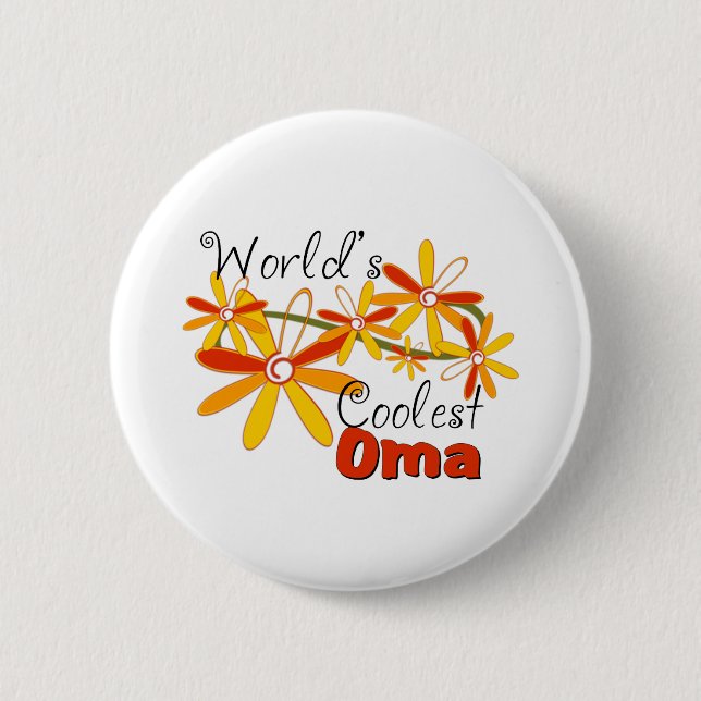Floral World's Coolest Oma Button (Front)