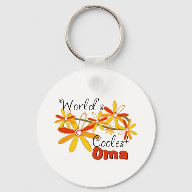 Floral World's Coolest Oma Keychain (Front)