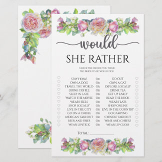Floral Would she rather bridal shower game