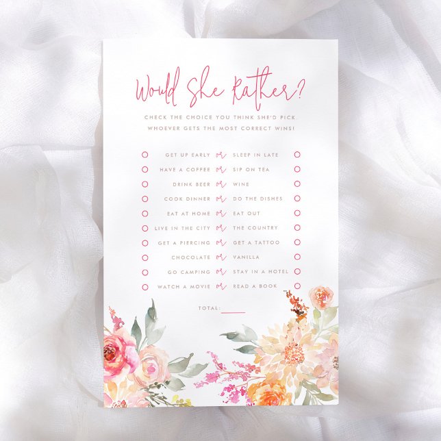 Floral Would She Rather Bridal Shower Game (Creator Uploaded)