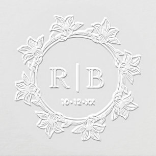 Floral Wreath #31 Two Initial Wedding Monogram CA Embosser
