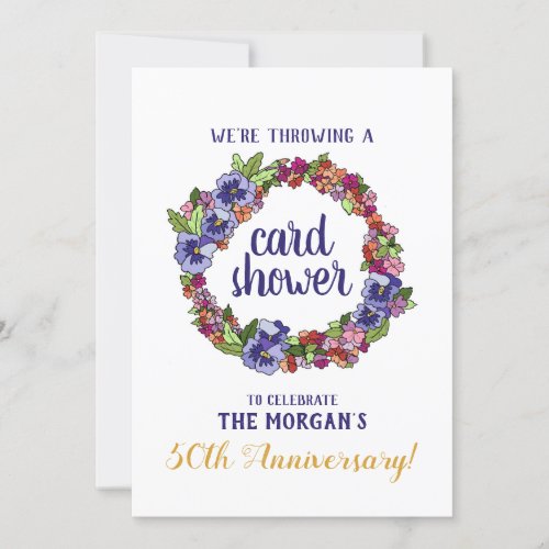 Floral Wreath 50th Anniversary Card Shower Request