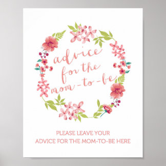 Floral Wreath Advice for the Mom-to-Be Sign
