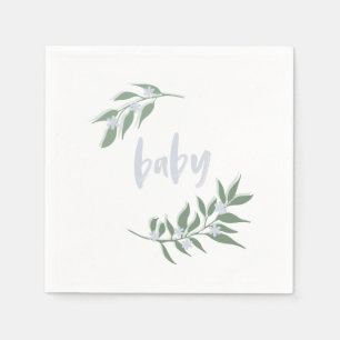 Floral Wreath Baby Blue Napkin   Baby Shower
