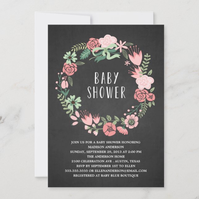 Floral Wreath | Baby Shower Invitation (Front)
