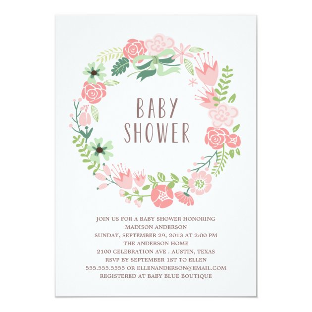 Floral Wreath | Baby Shower Invitation