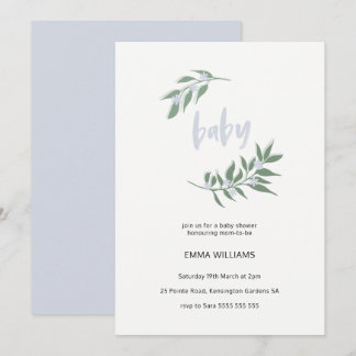 Floral Wreath Baby Shower Invitation | Blue