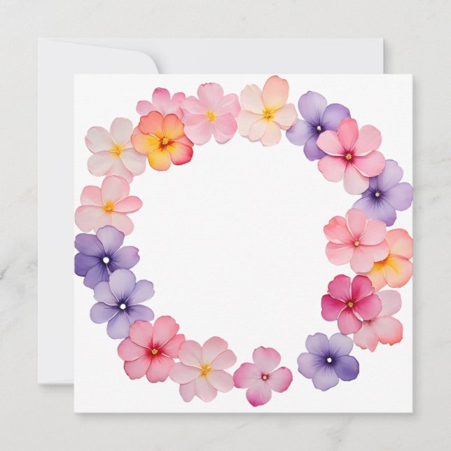 Floral Wreath Background Watercolor Style Flowers Invitation (Front)