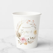 floral wreath Baptism baby girl Paper Cups | Zazzle