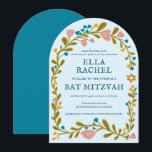 Floral Wreath Bat Mitzvah Hand-drawn Custom Arch Invitation<br><div class="desc">Perfect card to announce a bar mitzvah, bat mitzvah or other Jewish celebration! Hand made art for you! FULLY CUSTOMIZABLE! Click on “Personalize” above to edit the text. Click "edit using design tool" to adjust the fonts, colors and placements. Also you can easily change the card style to have square...</div>