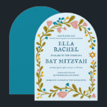 Floral Wreath Bat Mitzvah Hand-drawn Custom Arch Invitation<br><div class="desc">Perfect card to announce a bar mitzvah, bat mitzvah or other Jewish celebration! Hand made art for you! FULLY CUSTOMIZABLE! Click on “Personalize” above to edit the text. Click "edit using design tool" to adjust the fonts, colors and placements. Also you can easily change the card style to have square...</div>