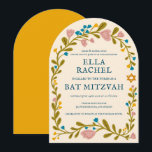 Floral Wreath Bat Mitzvah Hand-drawn Custom Arch Invitation<br><div class="desc">Perfect card to announce a bar mitzvah, bat mitzvah or other Jewish celebration! Hand made art for you! FULLY CUSTOMIZABLE! Click on “Personalize” above to edit the text. Click "edit using design tool" to adjust the fonts, colors and placements. Also you can easily change the card style to have square...</div>