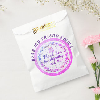 Floral Wreath Birthday Cake Personalized Thank You Favor Bag