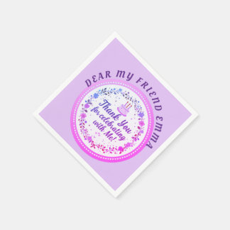 Floral Wreath Birthday Cake Personalized Thank You Napkins