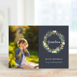 Floral Wreath Birthday Photo Card for Grandma<br><div class="desc">Affordable custom printed birthday card personalized with your photo and text. This pretty feminine design features a modern floral wreath in blue, green and yellow spring pastel colors. Use the design tools to add more photos, edit the text with your own special message and customize the fonts and colors to...</div>