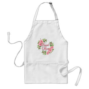 Floral Wreath Blessed Mom Adult Apron
