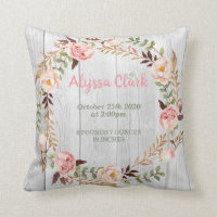 Floral Wreath Boho Baby Girl Birth Stats