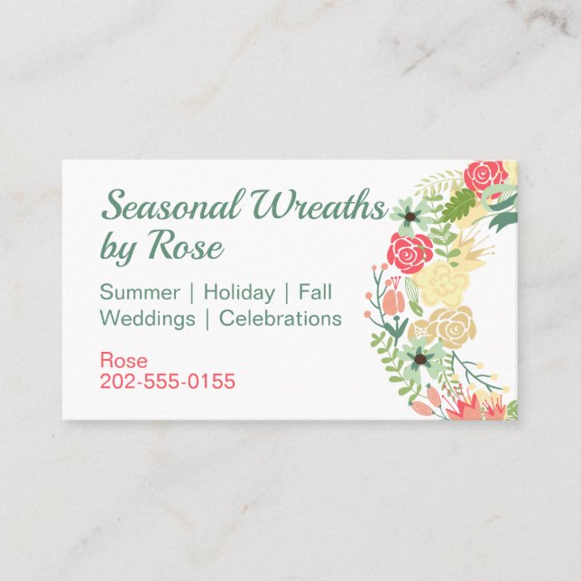 Floral Wreath Boho Business Card (Front)