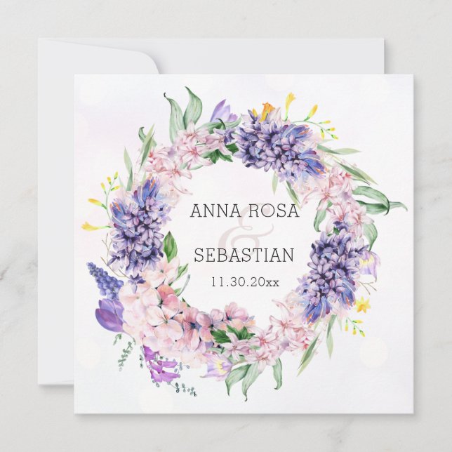 *~* Floral Wreath Boho QR RSVP AR12 Wedding Invitation (Front)