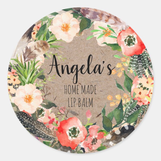 Floral Wreath Botanical Home made Sticker (Front)