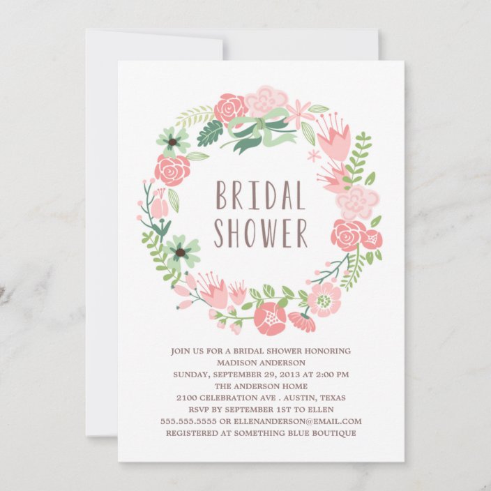 Floral Wreath | Bridal Shower Invitation | Zazzle.com