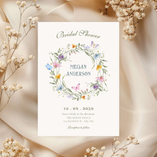 Floral wreath bridal shower invitation