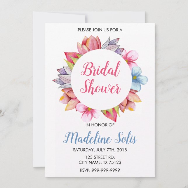 FLORAL WREATH BRIDAL SHOWER INVITATION (Front)