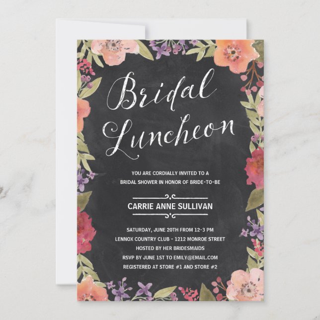 Floral Wreath | Bridal Shower Luncheon Invitation (Front)