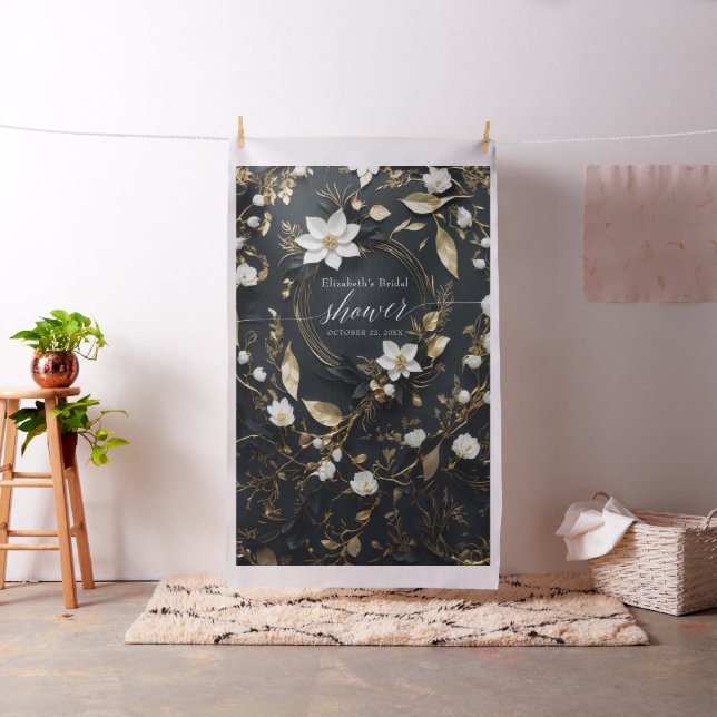 Floral Wreath Bridal Shower Photo Booth Backdrop (In Situ)