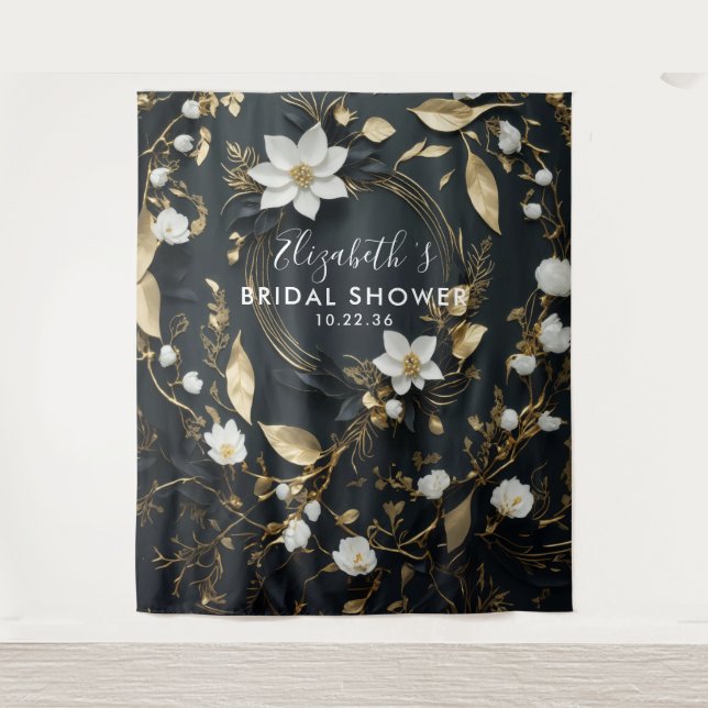 Floral Wreath Bridal Shower Photo Booth Backdrop (Front)