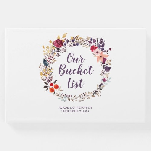 Floral Wreath Bucket List Keepsake Wedding Guest Book