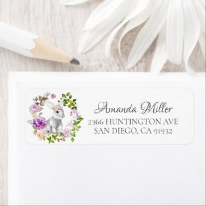 Floral Wreath Bunny Return Address Label
