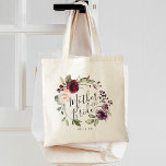 Floral Wreath Burgundy Blush Mother of the Bride Tote Bag<br><div class="desc">Elegant and sweet watercolor burgundy wine purple pink roses wreath with modern calligraphy and classic typography tote bag for your mother.</div>