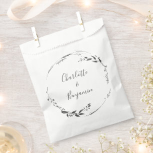 Floral Wreath Calligraphy Custom Wedding  Favor Bag