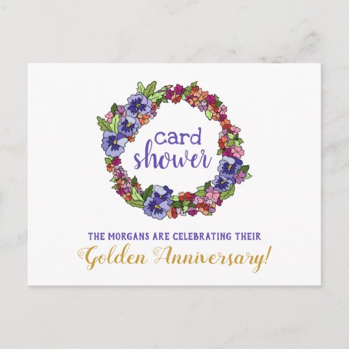 Floral Wreath Card Shower Golden Anniversary