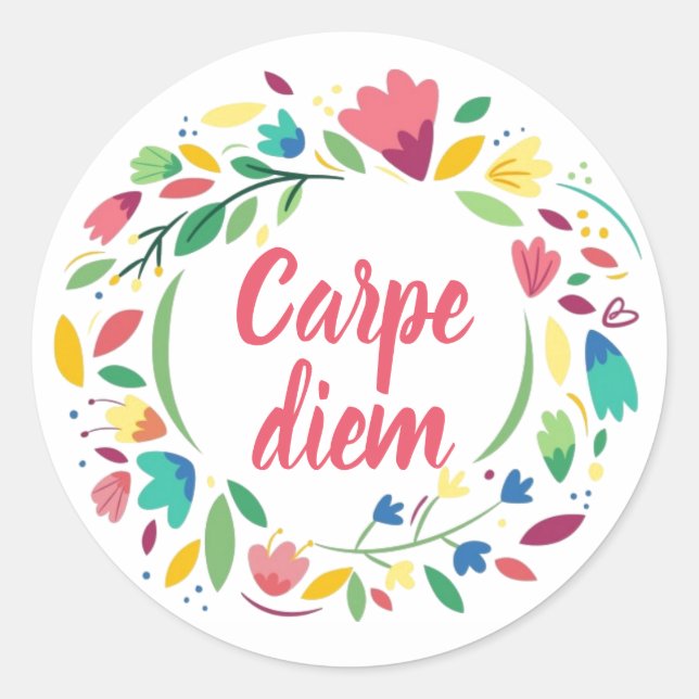 Floral Wreath Carpe Diem Stickers (Front)