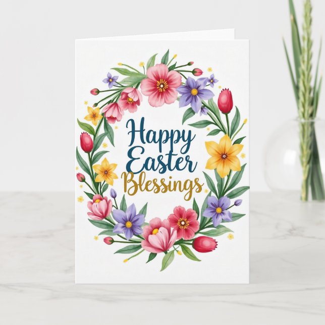 Floral Wreath Celebration Card (Front)