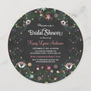 Floral Wreath Chalkboard Bridal Shower Invitations